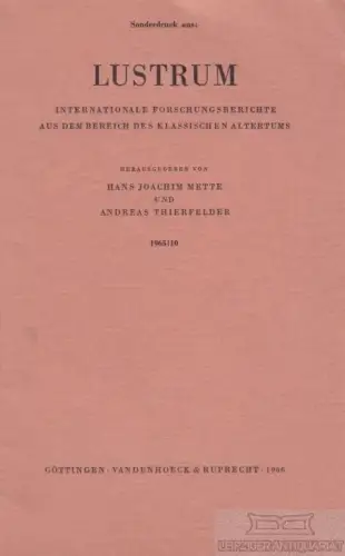 Buch: Zweiter Nachtrag zum Lucan-Bericht Lustrum 9, 11964, Rutz, Werner. 1966