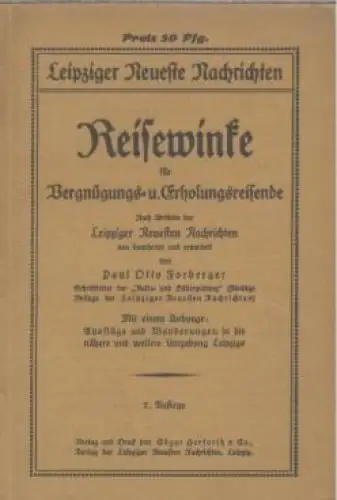 Buch: Reisewinke für Vergnügungs- und Erholungsreisende, Forberger, Paul O 34512