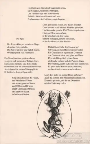 Holzstich: Der April, Hirsch, Karl-Georg. Kunstgrafik, 1972, Karl Quarch Verlag
