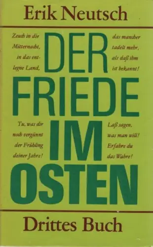 Buch: Der Friede im Osten. Drittes Buch, Neutsch, Erik. 1985, gebraucht, gut