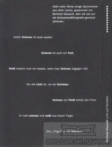 Licht und Schatten, Glauderdt, Berthold. 1996, Edition Wittrock, gebraucht, gut