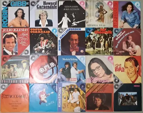 20 verschiedene 7" Amiga Quartett Single Schallplatten, Elton John & John Lennon