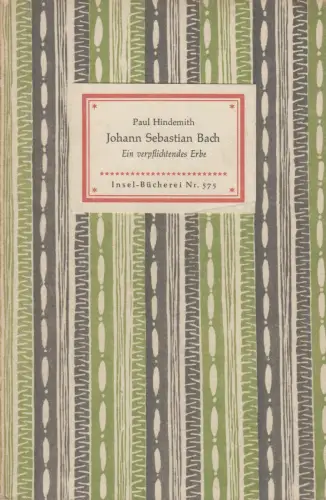 Insel-Bücherei 575, Johann Sebastian Bach, Hindemith, Paul. 1953
