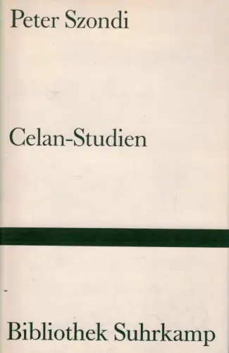 Buch: Celan-Studien, Szondi, Peter, 1972, Suhrkamp Verlag, gebraucht, sehr gut