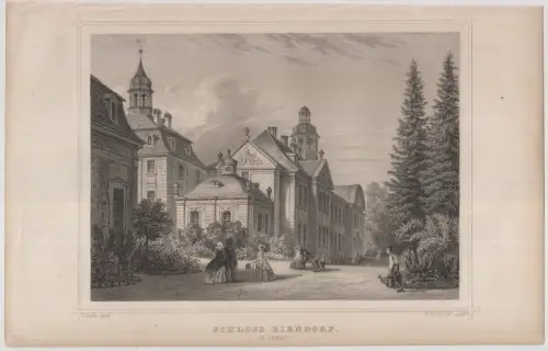 Grafik: Schloss Biendorf, F. Hablitschek, J. Pozzi, um 1850, Stahlstich, Lange