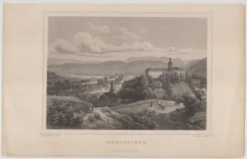 Grafik: Rudolstadt, L. Oeder, L Rohbock, um 1850, Stahlstich, G. G. Lange