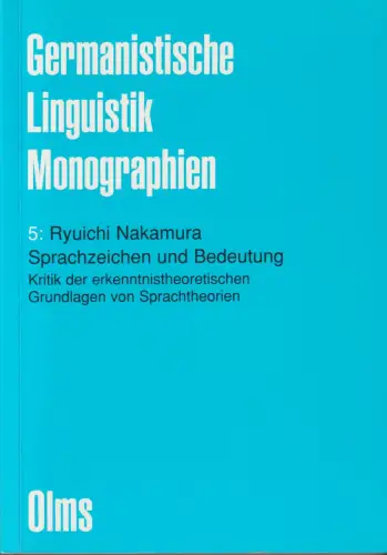Buch: Sprachzeichen und Bedeutung, Nakamura, Ryuichi, 2000, Georg Olms Verlag