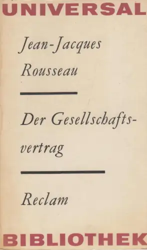 Buch: Der Gesellschaftsvertrag, Rousseau, Jean-Jacques. 1981, gebraucht, gut