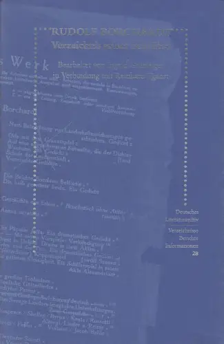 Buch: Rudolf Borchardt - Verzeichnis seiner Schriften, Grüninger & Tgahrt, 2002