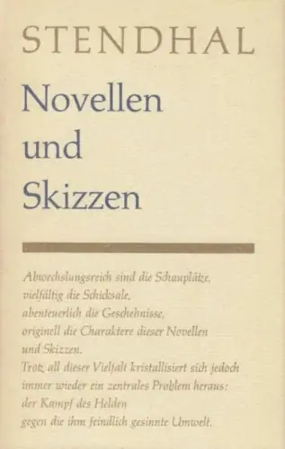 Buch: Novellen und Skizzen, Stendhal. Gesammelte Werke in Einzelbänden, 1981