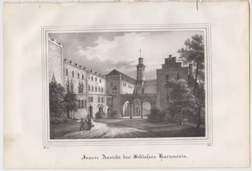Lithografie: Innere Ansicht des Schlosses Hartenstein, um 1836, Eduard Pietzsch