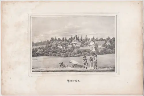Hartroda. Original-Lithographie, Johann F. W. Wegener, um 1843, I. H. Ketzschau