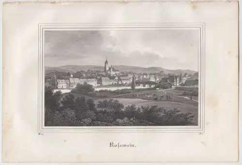 Lithografie: Rosswein, um 1836, Eduard Pietzsch & Comp, Ansicht, Saxonia, Grafik