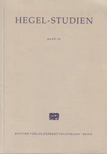 Buch: Hegel-Studien, Nicolin, Friedhelm, 1983, Bouvier Verlag, Band 18