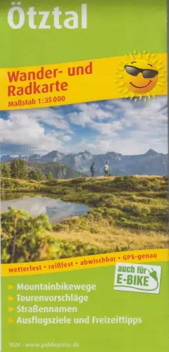 Landkarte: Ötztal: Rad- und Wanderkarte 1:35000, Tirol, Österreich, GPS-genau