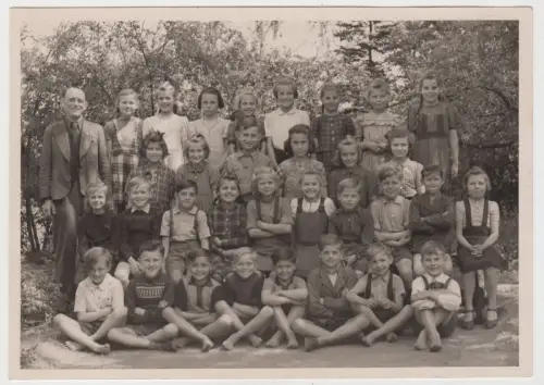 Fotografie: Gruppenbild Klassenfoto, 1951, Schulklasse, Original, schwarzweiß
