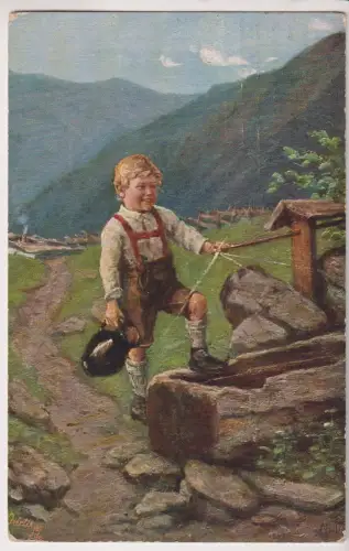 AK Am Brunnen - Tuck's Oilette - Kinder der Alm, ca. 1914, Raphael Tuck & Sons