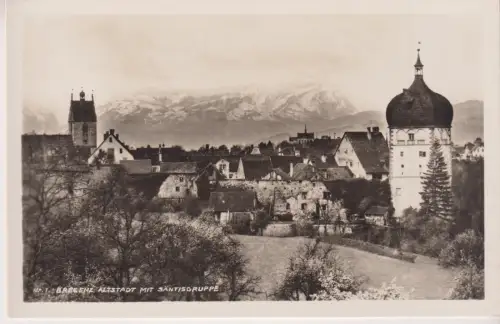 AK Bregenz Altstadt mit Säntisgruppe, C. Risch-Lau, Fotokarte, gebraucht, gut
