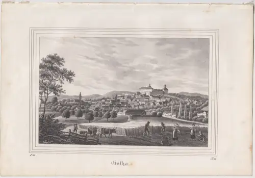 Lithografie: Gotha, Eduard Pietzsch, Grafik, um 1836, Ansicht, Thüringen