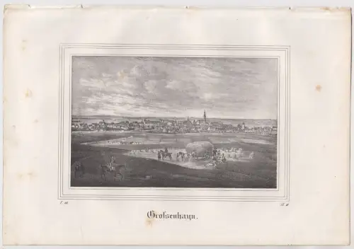 Lithografie: Grossenhayn, Eduard Pietzsch, Saxonia, Grafik, Ansicht, um 1836