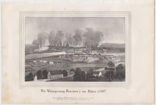 Lithografie: Die Belagerung Dresden's im Jahre 1760, Pietzsch, Grafik, um 1836