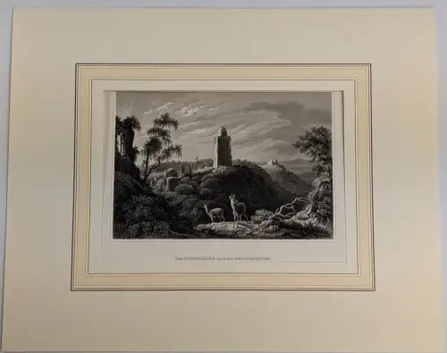 Stahlstich: Der Kiffhäuser und die Rothenburg, Originalgrafik, Grafik, Thüringen