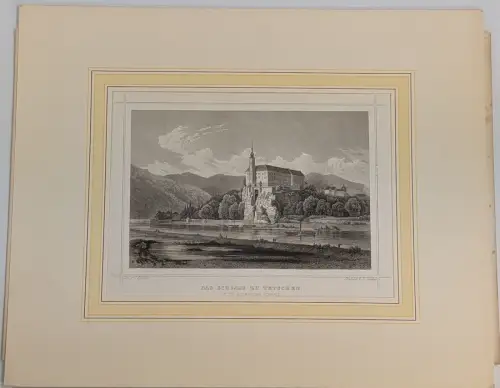 Stahlstich: Das Schloss zu Tetschen,  Köhler, L. Oeder, Saxonia, Originalgrafik