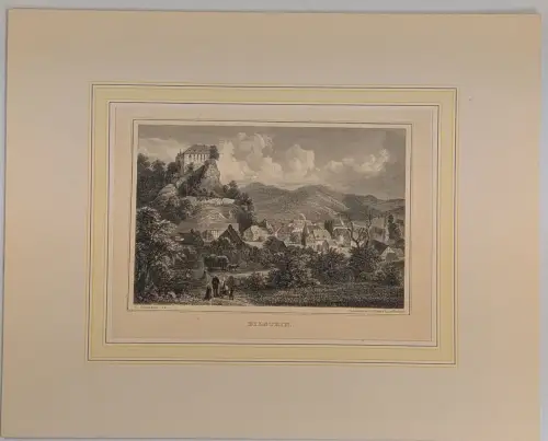 Stahlstich: Bilstein, Ansicht, Grafik, Ansicht, Carl Mayer, Ferdinand Schöningh