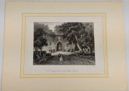 Stahlstich: Der Eingang in das Alte Schloss Baden, Oeder, Grafik, Ansicht