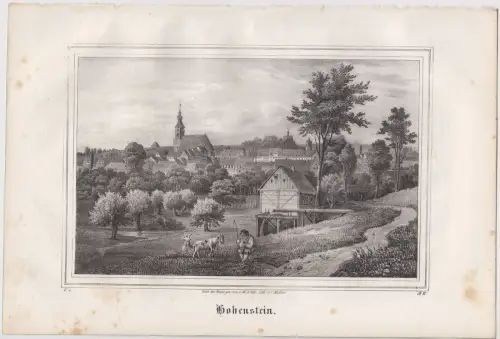 Lithografie: Hohenstein, Grafik, Ansicht, um 1836, Saxonia, Eduard Pietzsch