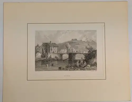 Stahlstich: Burg, Verhas, H. Winkles, Kunst-Verlag, Leipzig, Grafik, Ansicht