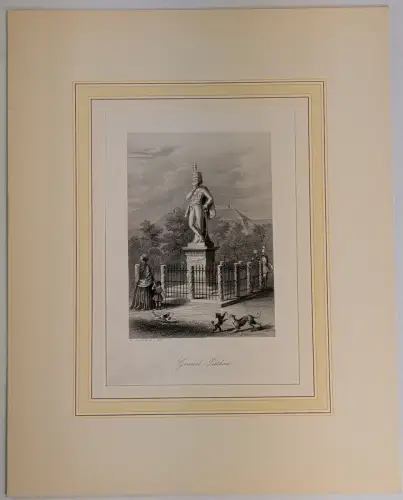 Stahlstich: General Ziethen, Payne, Englische Kunstanstalt, Grafik, Denkmal
