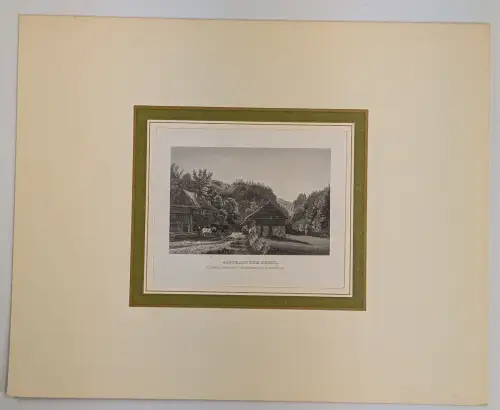 Stahlstich: Gasthaus zum Kreuz, Grafik, um 1912, Federle, Gasthaus, Wald