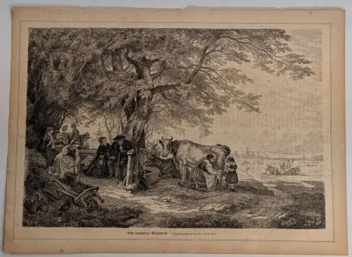 Holzstich: Eine Hamburger Milchschenke, Daheim, Grafik, 1865, Otto Speckter