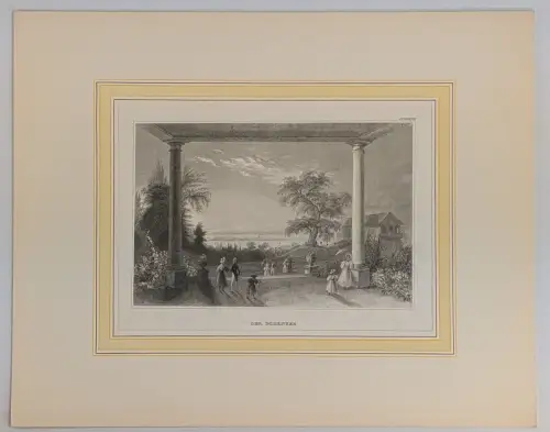 Stahlstich: Der Bodensee, Ansicht, bibliografisches Institut, Originalgrafik