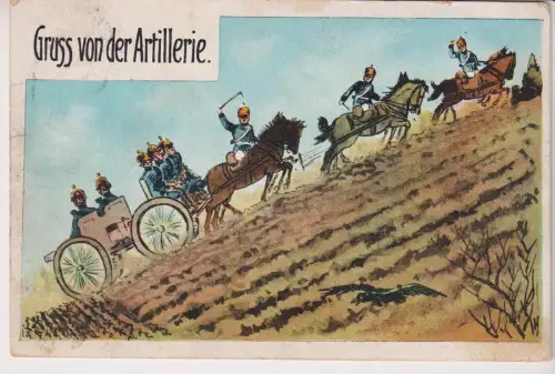 AK Gruss von der Artillerie, ca. 1912, E. H. & C., gelaufen, gebraucht, gut