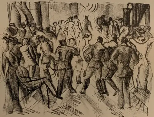 Originallithografie: Husarenball, Rudolf Grossmann, 1925, Grafik, Cassierer