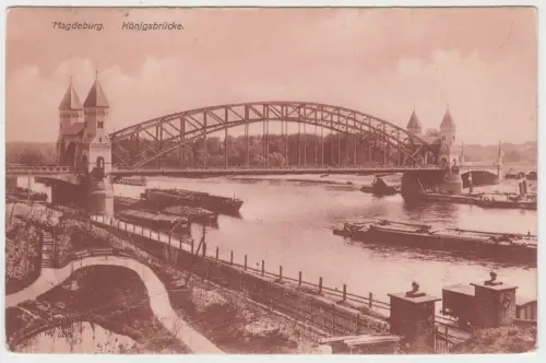 AK Magdeburg Königsbrücke, 1911, C. Henning, Postkarte, gelaufen, gebraucht, gut