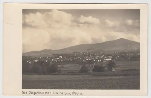 AK Bad Ziegenhals mit Bischofskoppe, 890 m, Glucholazy, Postkarte, ungelaufen