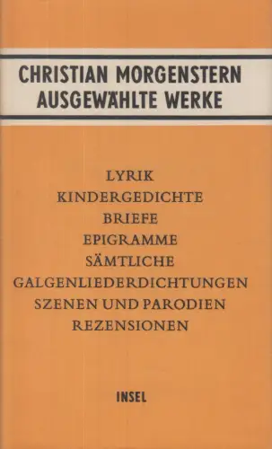Buch: Ausgewählte Werke, Morgenstern, Christian. 1975, Insel Verlag