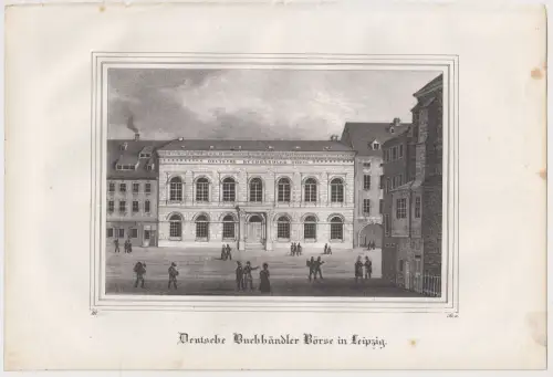 Lithografie: Deutsche Buchhändler Börse in Leipzig, um 1836, Eduard Pietzsch