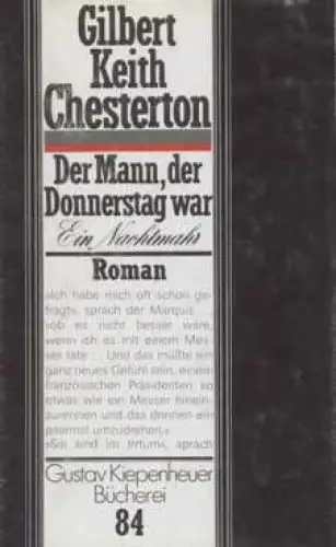 Buch: Der Mann, der Donnerstag war, Chesterton, Gilbert Keith. 1988