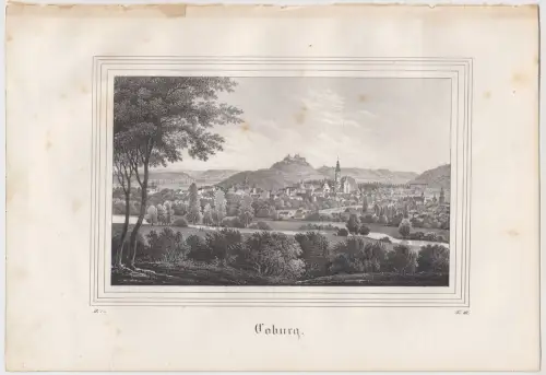 Lithografie: Coburg, um 1836, Eduard Pietzsch & Comp, Ansicht, Saxonia, Grafik