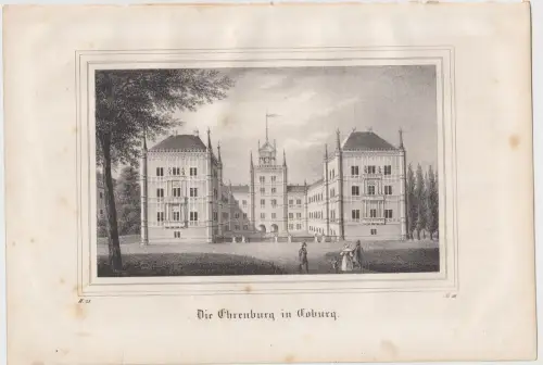 Lithografie: Die Ehrenburg in Coburg, um 1836, Eduard Pietzsch & Comp, Ansicht