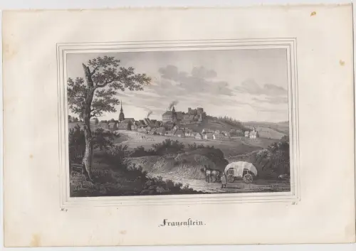 Lithografie: Frauenstein, 1836, Eduard Pietzsch & Comp, Grafik, Ansicht, Saxonia