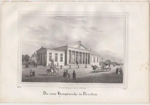 Lithografie: Die neue Hauptwache in Dresden, um 1836, Eduard Pietzsch, Saxonia