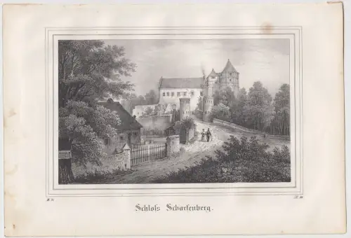 Lithografie: Schloss Scharfenberg, um 1836, Eduard Pietzsch & Comp, Ansicht
