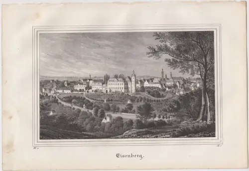 Lithografie: Eisenberg, 1836, Eduard Pietzsch & Comp, Grafik, Saxonia, Ansicht