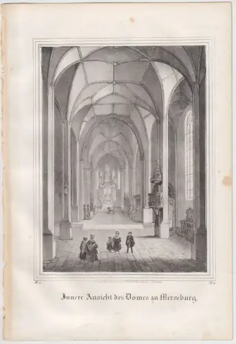 Lithografie: Innere Ansicht des Domes zu Merseburg, um 1836, Eduard Pietzsch
