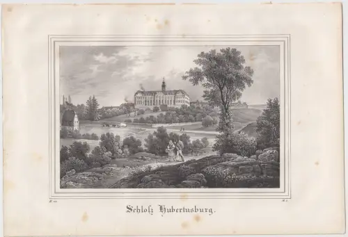 Lithografie: Schloss Hubertusburg, um 1836, Eduard Pietzsch & Comp, Ansicht
